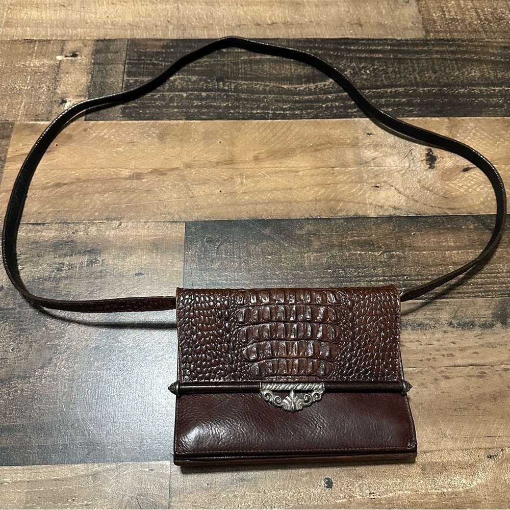 Brighton Leather Croc Embossed Crossbody